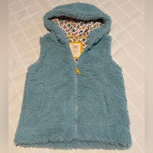 Mini Boden Blue Fuzzy Vest size 6-7